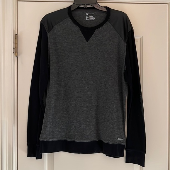 Mens INC Long Sleeve Shirt with Faux Leather on the Shoulders and Elbows - Picture 1 of 7